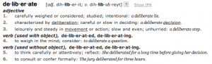Definition Deliberate