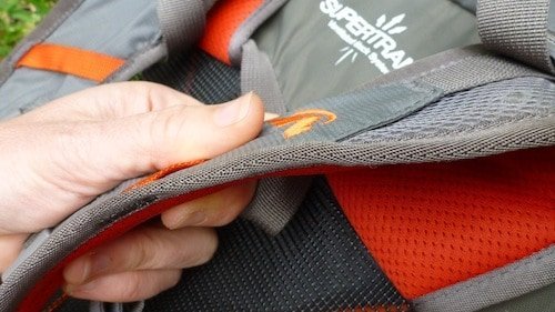 Reduced padding on shoulder straps
