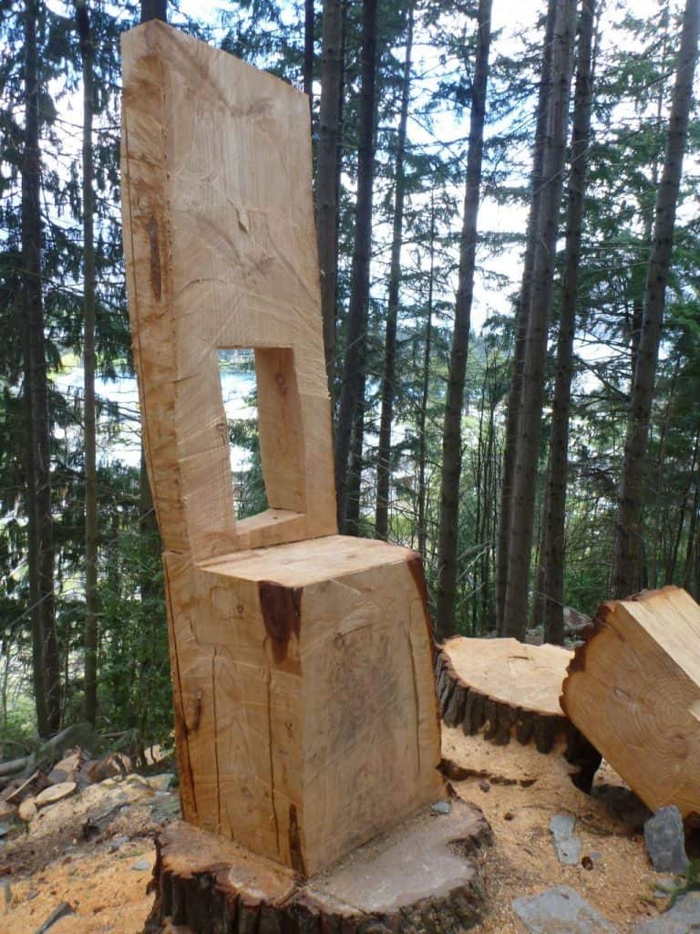 Chairs sawn from fallen trees