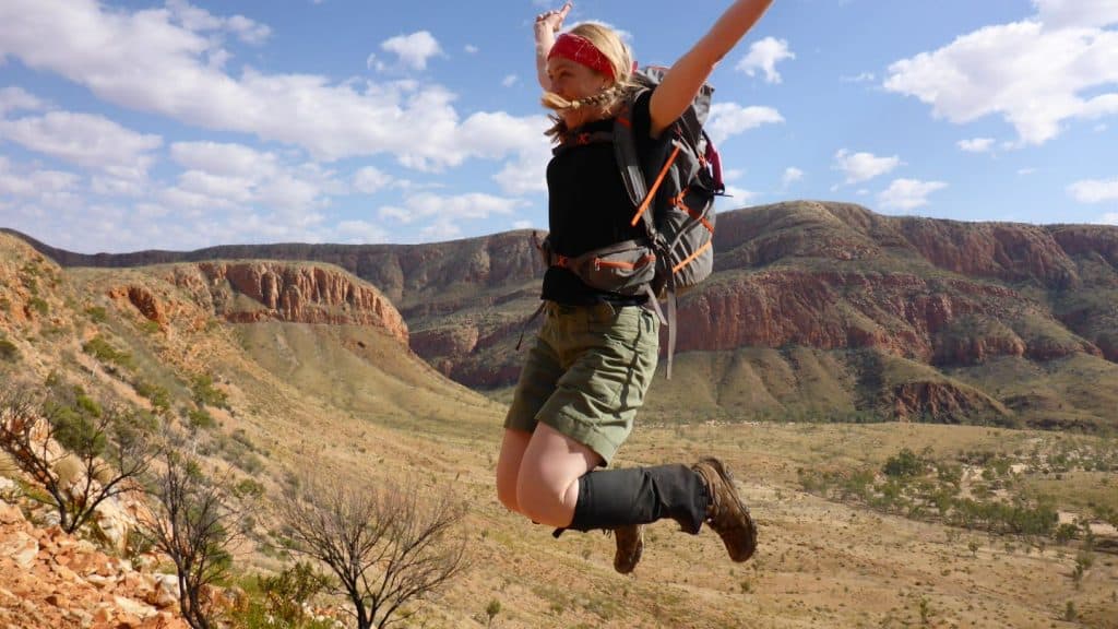 Sept 2014 - Jumping for joy on the Larapinta Track. West McDonnell Ranges, Northern Territory, Australia.