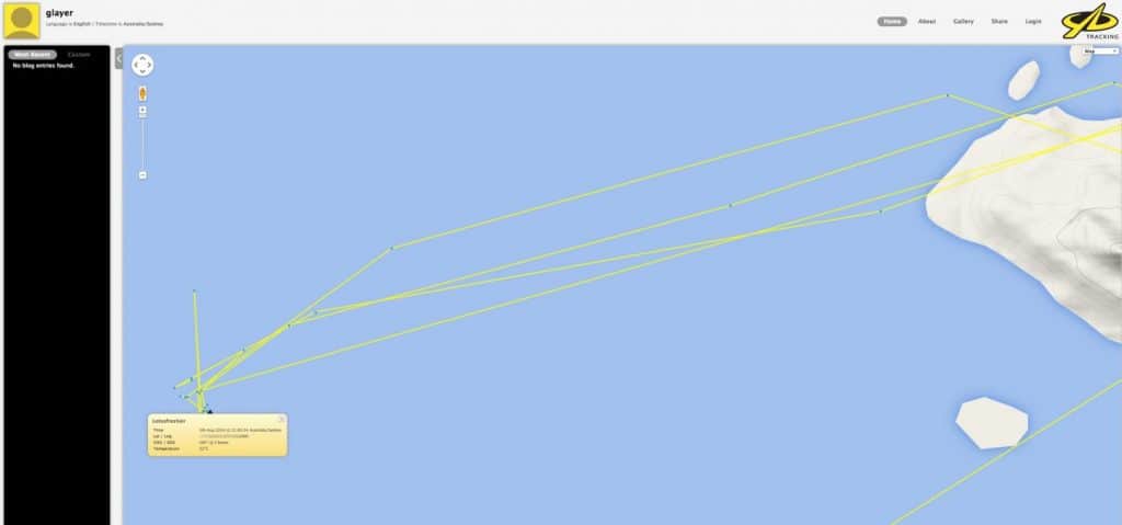 Online map showing my Yellowbrick PING position and details