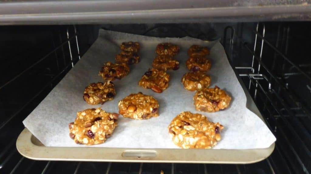 Scroggin Cookies in oven