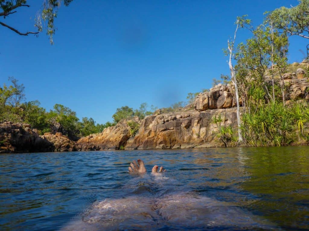 You can clock up serious laps in these pools upstream from Seventeen Mile Falls... without crocs.