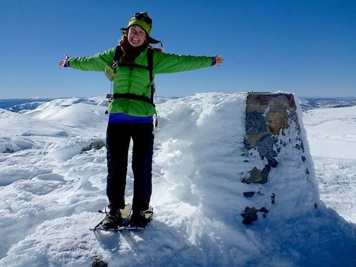 woman in snow shoes Mt Kosciusko