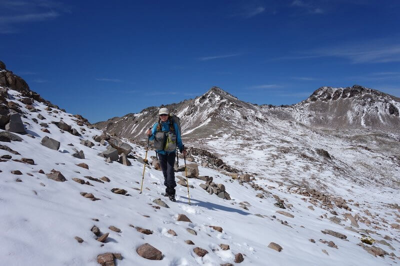 Female hiker in alpine area