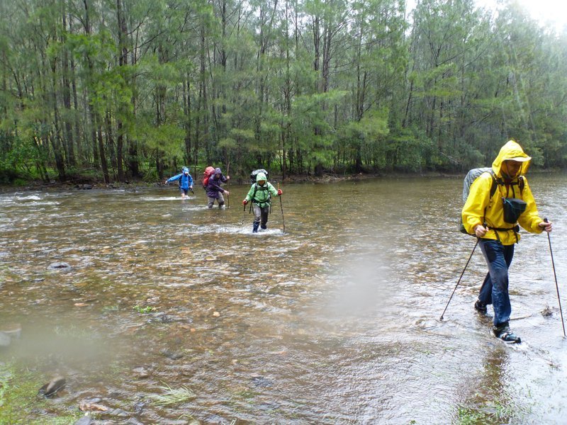 Hikers cross Coxs River