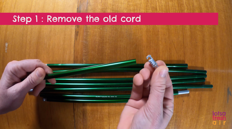 how to replace shock cord in tent poles step 1