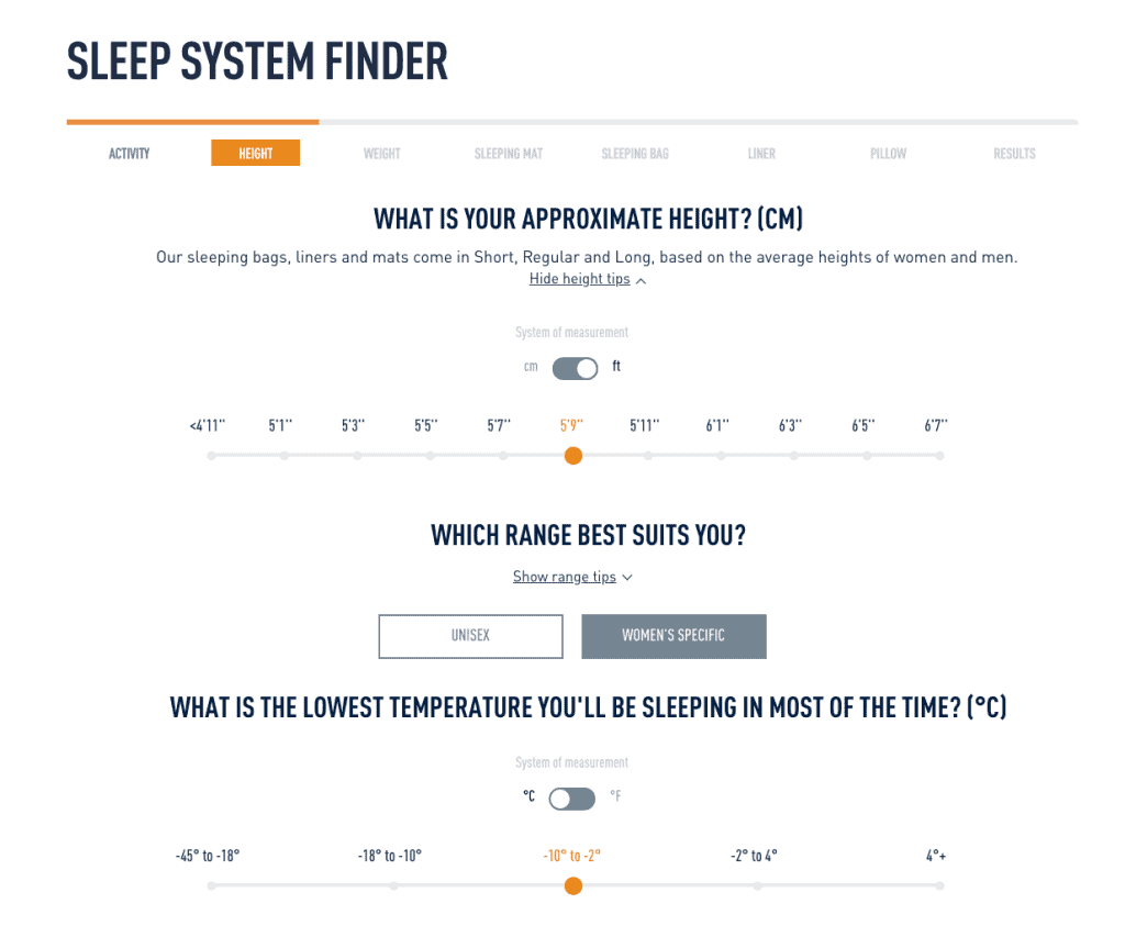 Sea to Summit Sleep System Finder image