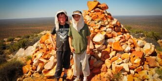 Bernie's kids with their CapHat's on Mt Finke